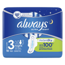 Serviettes Hygiéniques Always Ultra Night x10 (Taille 3)