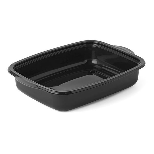 Barquette alimentaire jetable plastique noire avec couvercle – Obbi