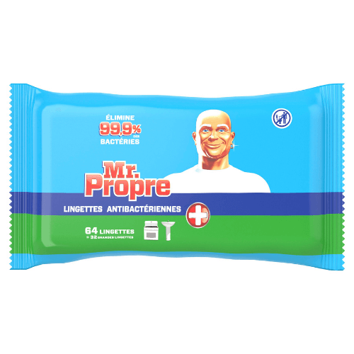 64 Lingettes Désinfectantes Antibactériennes Mr Propre