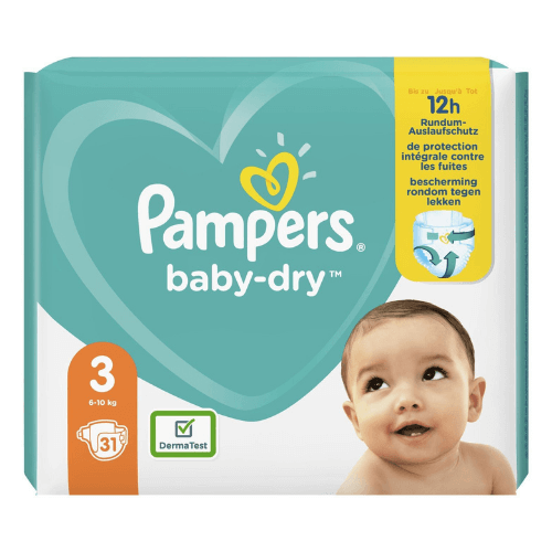 Couches Pampers Baby-Dry Taille 3 - Lot de 31