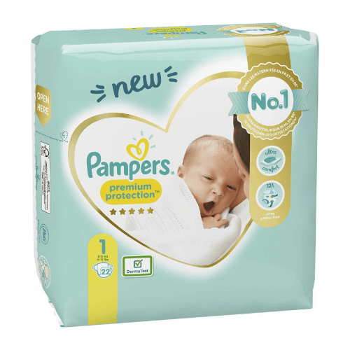 22 Couches Pampers Premium Protection Taille 1 (2-5kg)